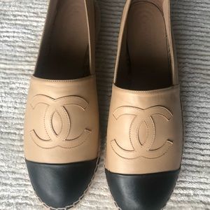 LAMBSKIN CC ESPADRILLES 42 BEIGE BLACK